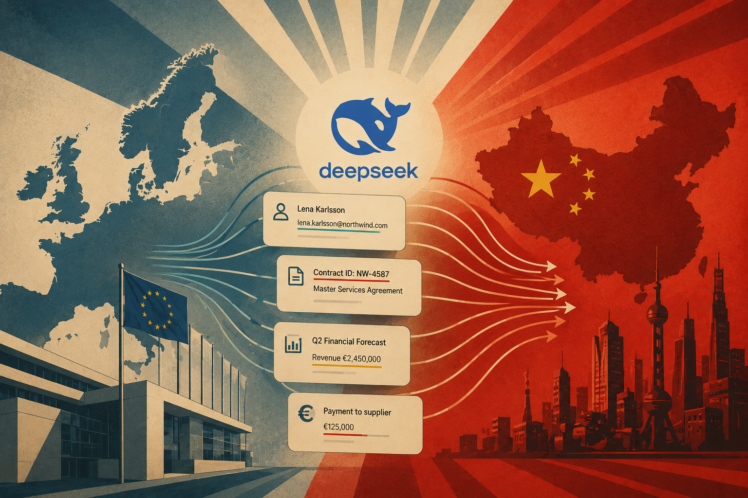 DeepSeek chat open in a browser, illustrating where prompt data is stored and processed