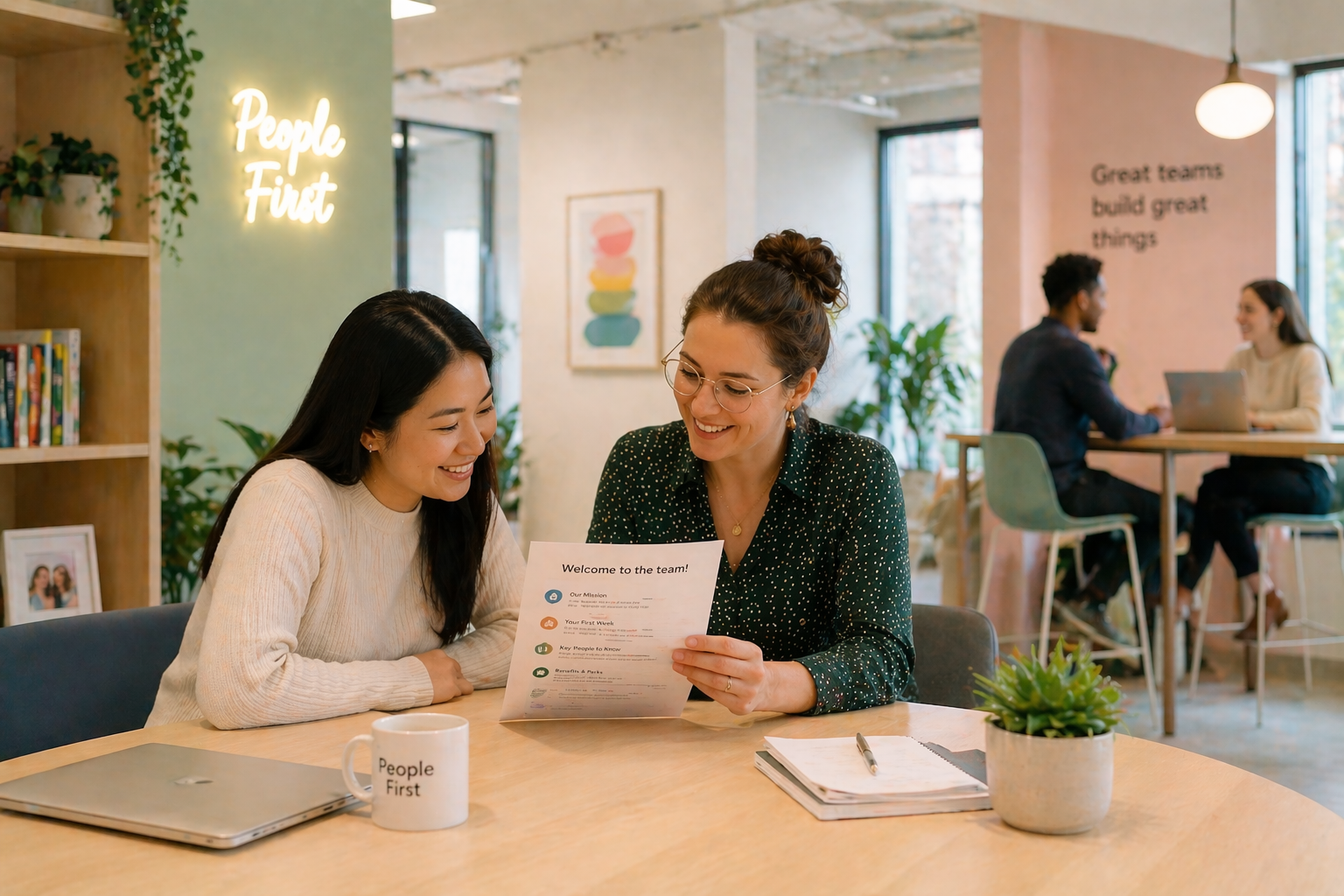 HR professional reviewing employee documents