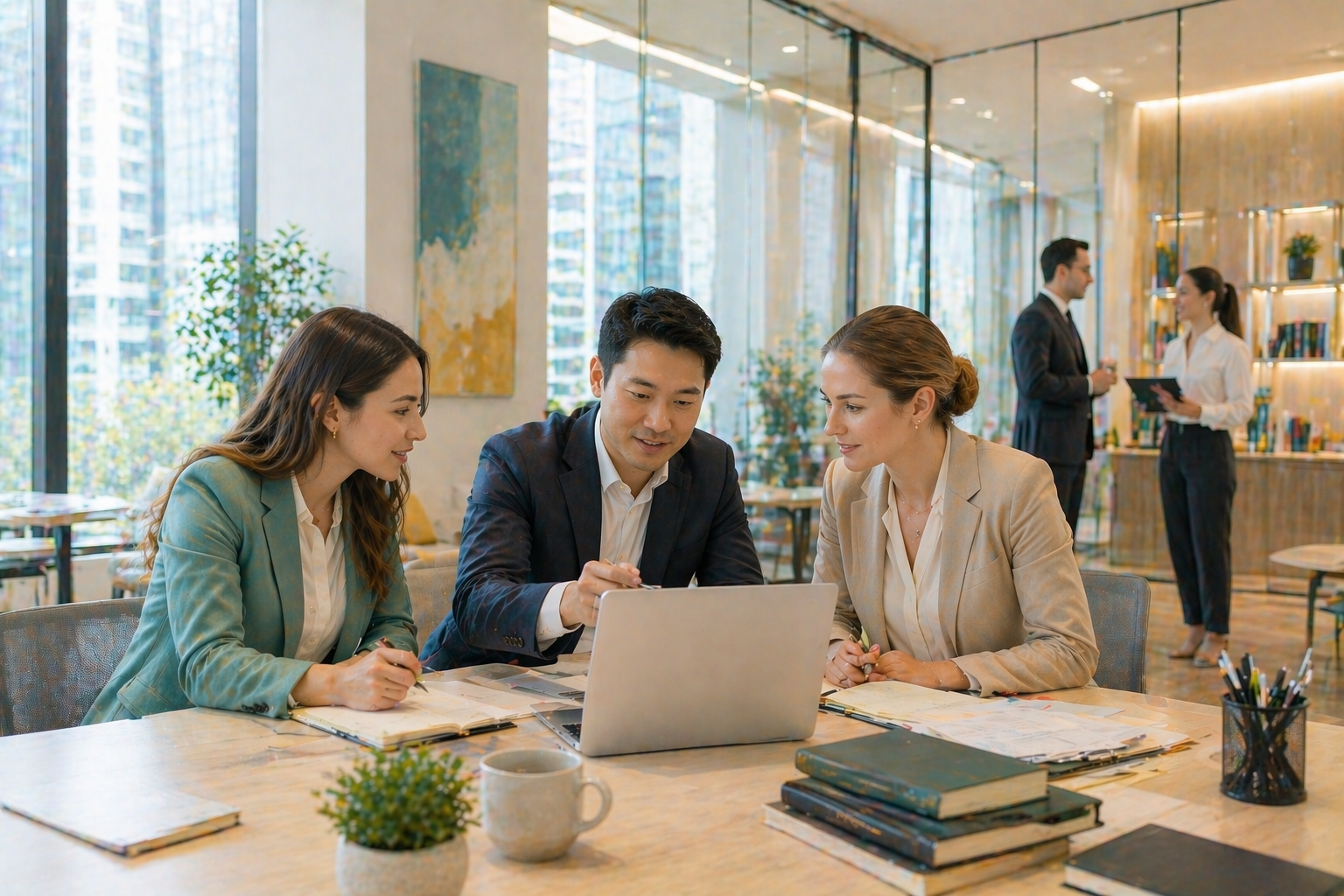 Legal professional reviewing documents